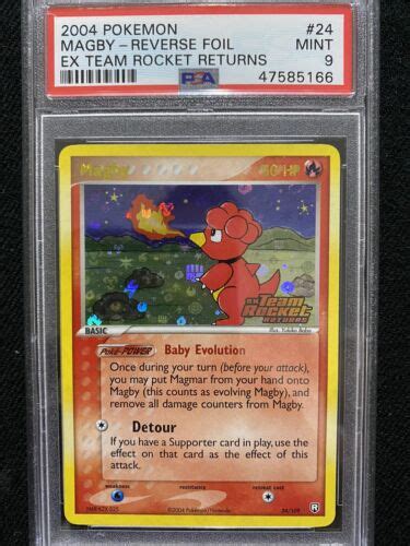 2004 Pokemon Ex Team Rocket Returns Magby Reverse Foil 24109 Psa 9