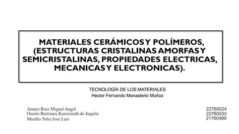 Solution Materiales Cer Micos Y Pol Meros Estructuras Cristalinas