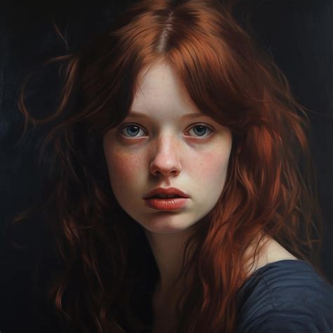 Premium Ai Image A Painting Of A Woman With Red Hair And Blue Eyes