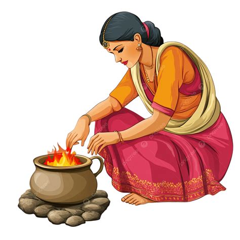 Traditional Woman Cooking Over An Open Flame, Woman Cooking, Open Flame