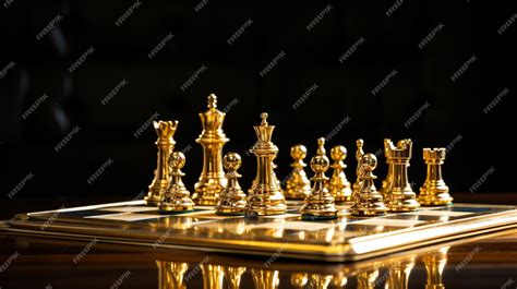 Premium AI Image | Gold chess on chess board game