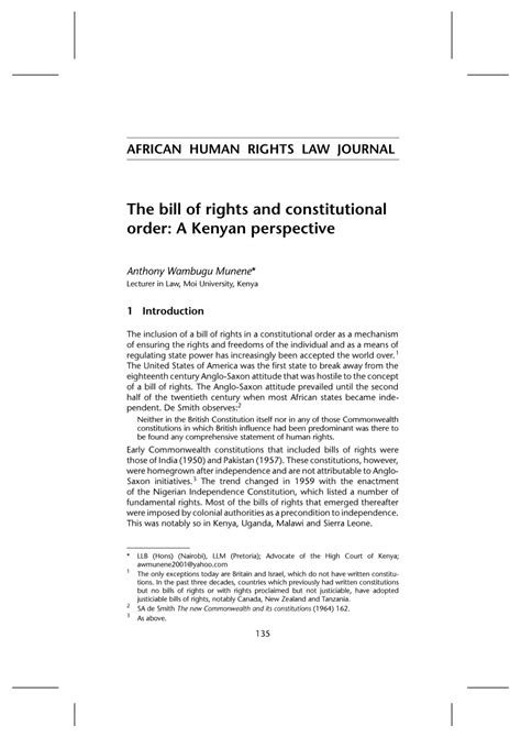 Pdf The Bill Of Rights And Constitutional Order A Kenyan Perspective