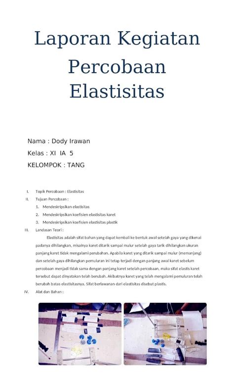 DOCX Laporan Kegiatan Elastisitas DOKUMEN TIPS