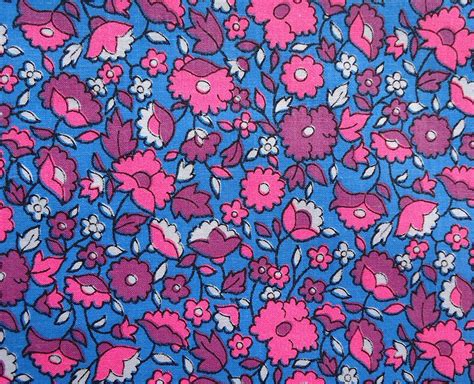 Vintage 60s Fabric Flower Power Retro Little Bright Flowers