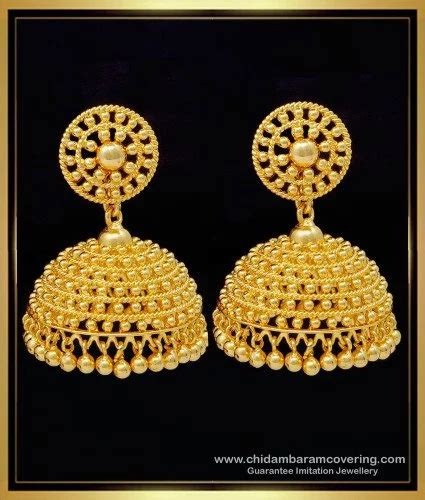 Buy South Indian Bridal Wear One Gram Gold Jhumkas Earrings Design For