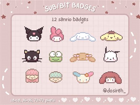 12 Pixel Sanrio Twitch Sub Bit Badges Mimi S Ko Fi Shop Ko Fi