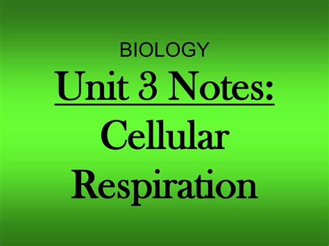 Biology Unit 3 Cell Energy Cellular Respiration Notes Ppt