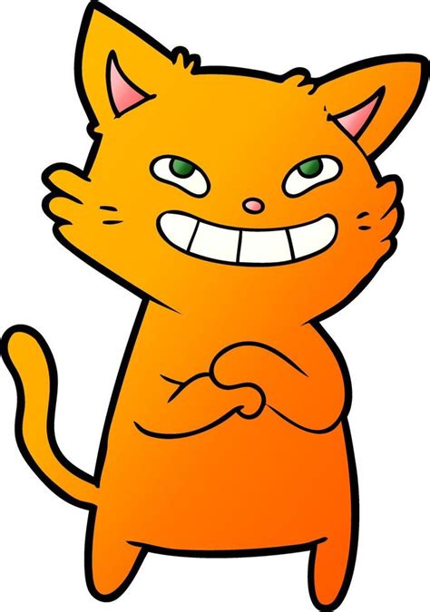 Gato Feliz De Dibujos Animados 12364735 Vector En Vecteezy