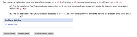 Solved Two Charges Are Placed On The X Axis One Of The