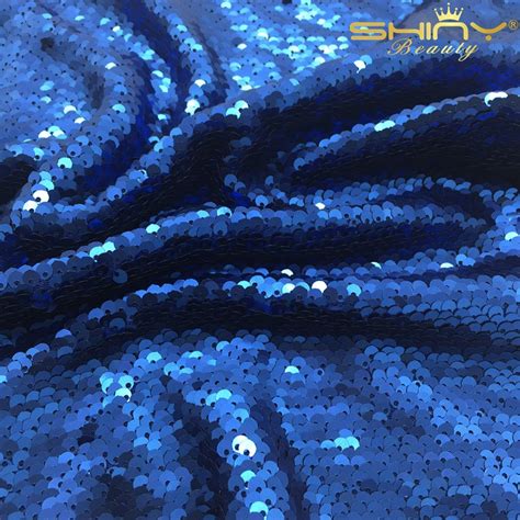 Shinybeauty Sequin Fabric Mermaid Two Face Blue Way Reversible Sequin