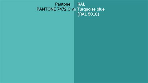 Pantone 7472 C Vs RAL Turquoise Blue RAL 5018 Side By Side Comparison