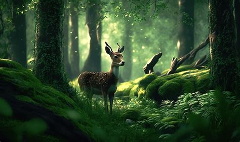 Premium Photo | Discover the magic of the green forest where diverse animals roam free and ...