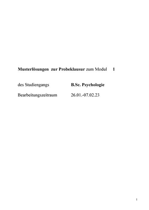 Klausur Lösung WS 23 Musterlösungen zur Probeklausur zum Modul 1