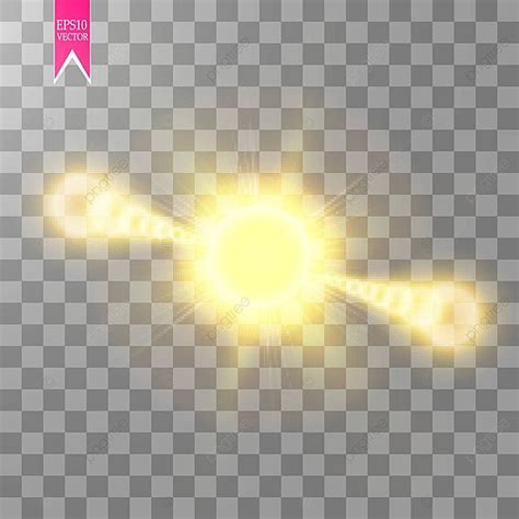 Vector Illustration Of A Golden Glow Flashlight With Lens Flare Effect