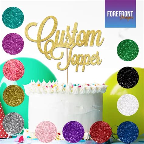 Personalised Glitter Cake Topper Any Word Age Birthday Wedding