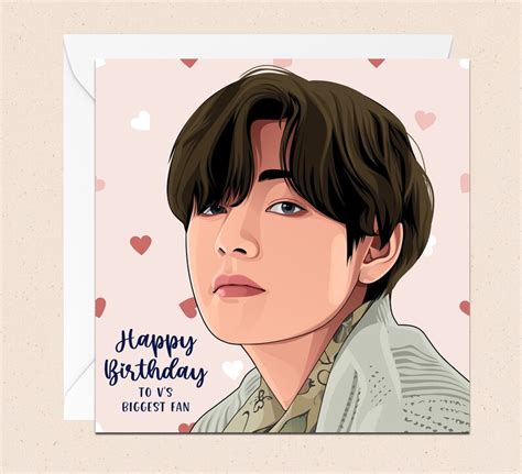 Bts V Taehyung Greetings Card K Pop Birthday Card With Etsy Ireland