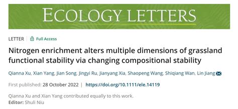 Our newest publication in Ecology Letters is online! – Jiang Community Ecology Lab