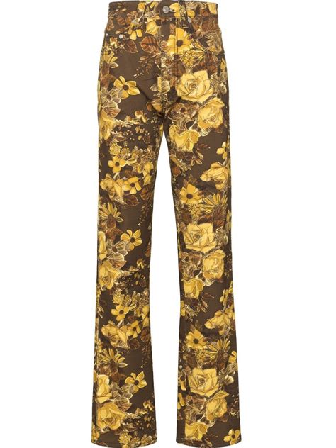 Kwaidan Editions Floral Print Straight Leg Jeans Farfetch