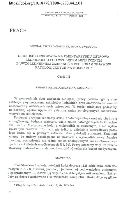 Pdf Ludno Pochowana Na Cmentarzysku Ostrowa Lednickiego Pod