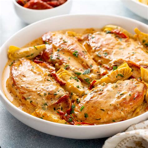 Creamy Chicken With Sun Dried Tomatoes Lemon Blossoms