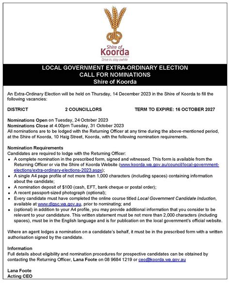 News Story Koorda 2023 Extra Ordinary Elections Shire Of Koorda