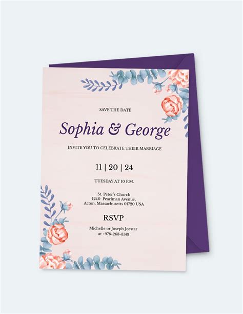 Elegant Traditional Wedding Invitation Template in Publisher, InDesign ...