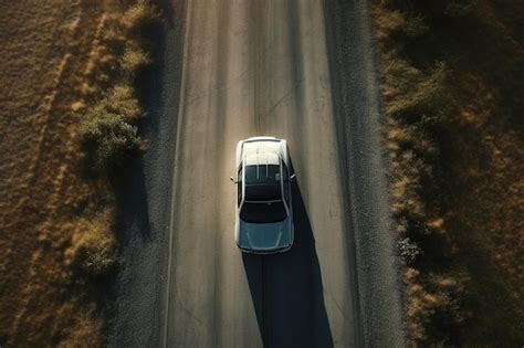 Premium AI Image | Aerial view of a car on the road