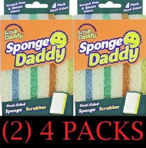 2x Scrub Daddy Sponge Daddy Dual Sided Sponge Scrubber 4 Pack New 2