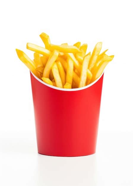 Premium Photo Fries Inside A Red Bag Isolated