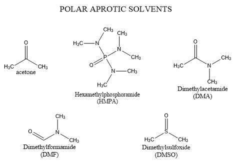 From Acetone Dimethsulfoxide Dimethylformamide Water HMPA Ethanol