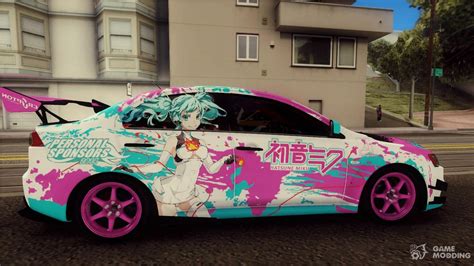 Mitsubishi Lancer Evolution X Miku Hatsune Itasha For GTA San Andreas