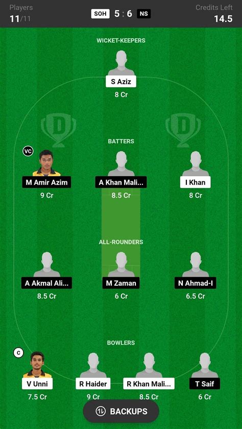 Ns Vs Soh Dream11 Prediction Fantasy Cricket Tips Todays Playing 11