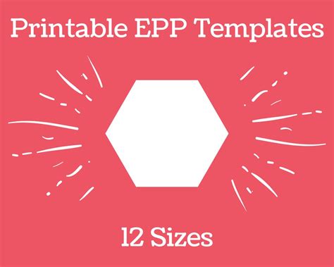 Printable Epp Templates Pdf Instant Download Hexagon 12 Sizes Diy