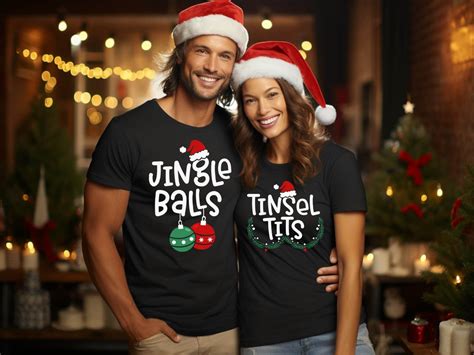 Jingle Balls And Tinsel Tits Couple Matching Christmas Shirt Funny