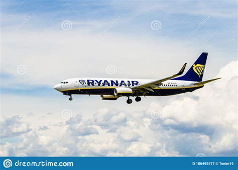 Ryanair Plane Landing At Barcelona Airport Editorial Photography