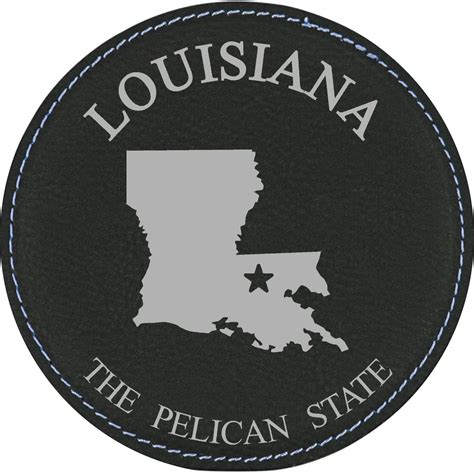 Louisiana State Outline With Motto 4 Round Leather 6-coaster Set With ...