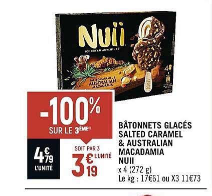 Promo Bâtonnets Glacés Salted Caramel Australian Macadamia Nuii chez