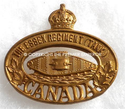 Canadian Essex Regiment Tank Cap Badge 1938 1941 All Brass Relic Militaria Military