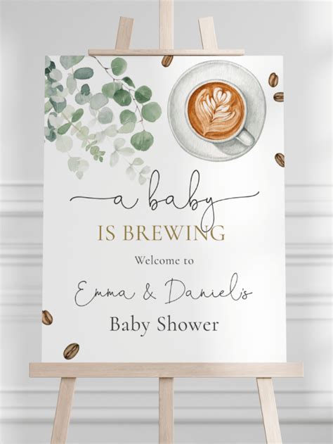 A Baby Is Brewing Baby Shower Welcome Sign Editable Template Etsy