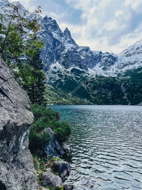 Morskie Oko Lake Snowy Mountain Hut In Polish Tatry Mountains Zakopane