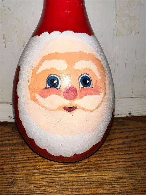 Vintage Santa Claus Gourd Hand Painted Santa Gourd Holiday