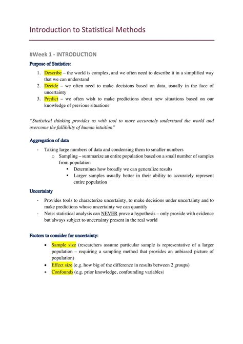 Full Lecture Notes Pals0046 Introduction To Statistical Methods Ucl Thinkswap