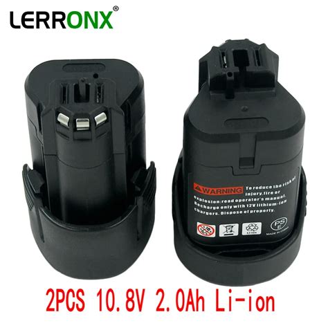 Lerronx 2pcs 10 8v 2000mah Lithiium Rechargeable Battery Replace For