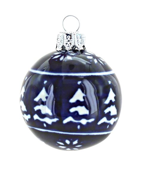 Blue Rose Polish Pottery Winter Nights Christmas Ball Walmart