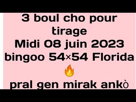 3 Boul Cho Pour Tirage Midi 08 Juin 2023 Bingoo 5454 Florida