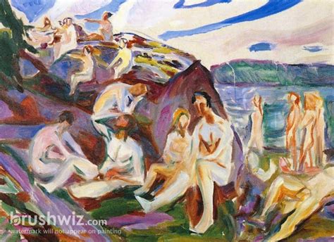 Bathers On Rocks By Edvard Munch Oil Painting Reproduction