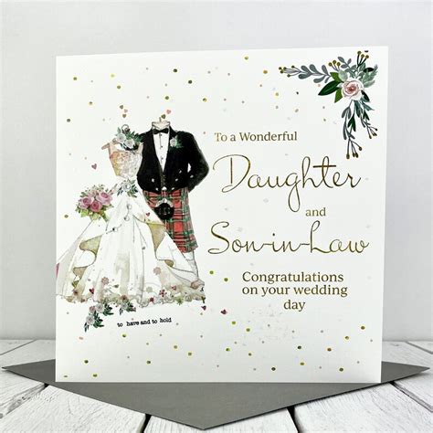 Extra Large Daughter And Son In Law Wedding Card Groom In Kilt Etsy