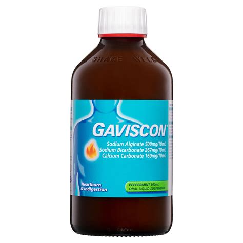 Gaviscon Heartburn Indigestion Peppermint Liquid 600ml Artofit