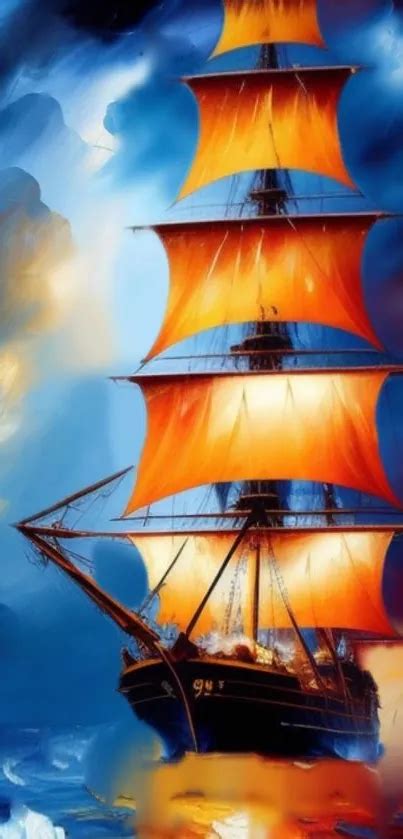 vibrant sailing ship art