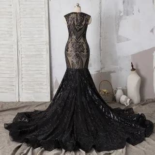 Black Unique Sequin African American Long Train Prom Gown Lunss